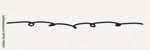 Minimalist wavy line art with loops on a light, element vector