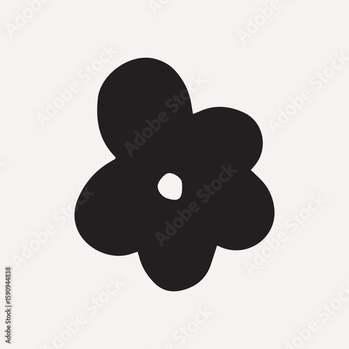 Minimalist black flower silhouette on a light, element vector