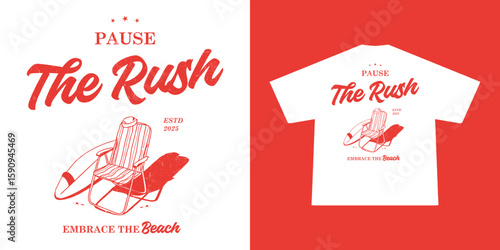 Retro Beach Vibes T-Shirt Design with Tropical Elements for Print and Apparel