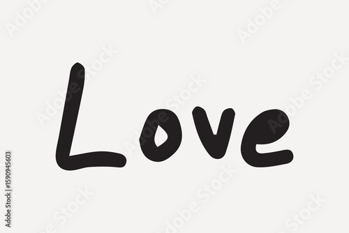 Minimalist black handwritten 'Love' on a white, element vector