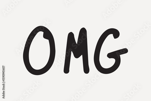 Bold, playful handwritten 'OMG' text, element vector