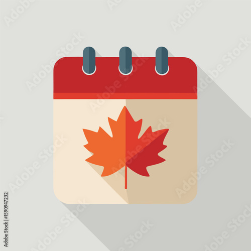Maple leaf calendar icon symbolizing an autumn holiday event or reminder