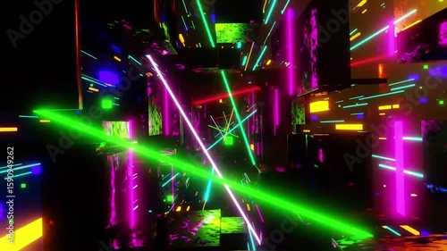 loop colorful lights in the night