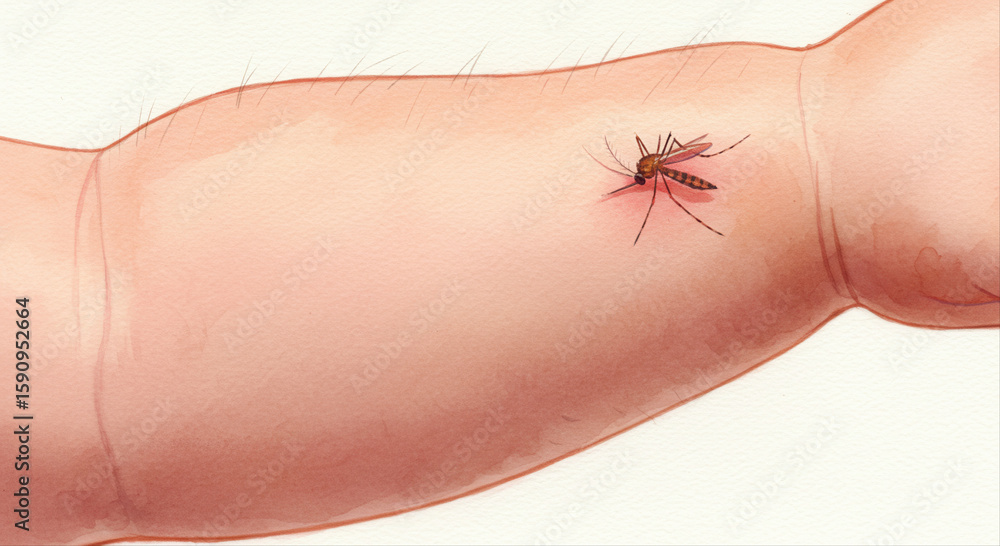 Obraz premium mosquito bite on toddler arm close up with skin and insect detail 