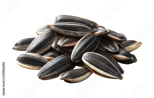 Pile of sunflower seeds isolated on a transparent background