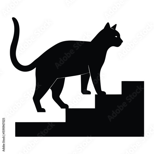 cat on stairs icon vector illustration.