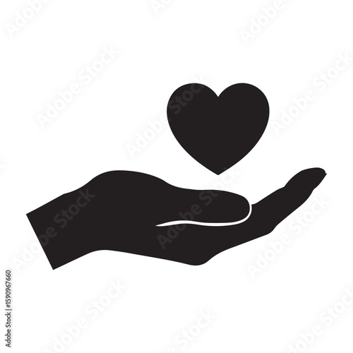 heart care symbol. hands holding heart beat line vector icon. hands with heart cardio symbol. Flat vector illustration simple design.