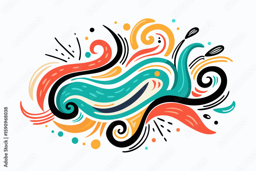 Fototapeta premium Abstract colorful swirls create a dynamic decorative design, suitable for backgrounds, logos, and modern graphic projects.