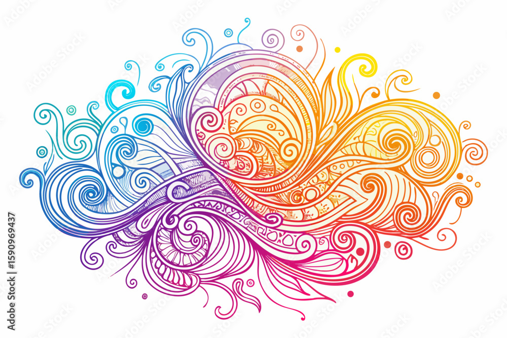 Fototapeta premium A colorful ornamental flourish, perfect for artistic backgrounds and decorative design elements with a flowing, vibrant effect.