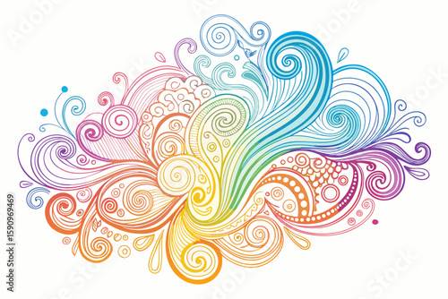 A colorful abstract flourish design features vibrant swirls and delicate details, perfect for creative projects and artistic backgrounds.
