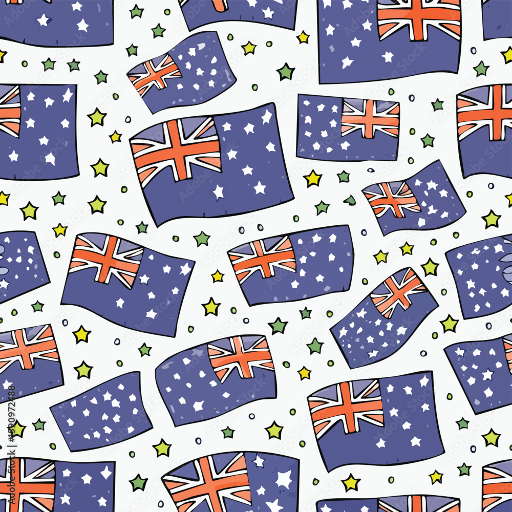 Obraz premium Australia flag Vector Illustration with Seamless Pattern Design