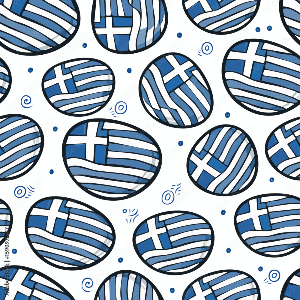 Fototapeta premium Greece flag Vector Illustration with Seamless Pattern Design