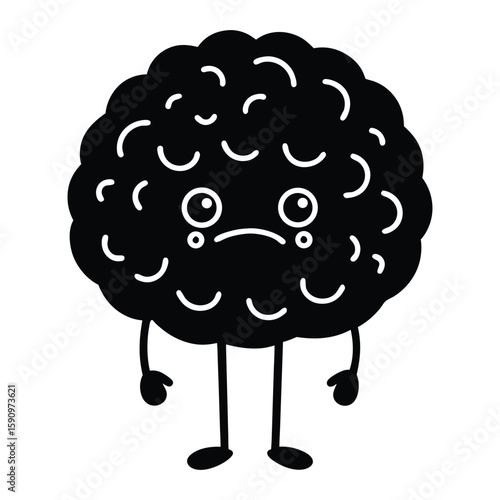 a black and white cartoon of a brain.