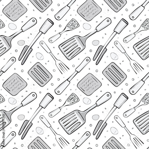 spatula Vector Illustration with Seamless Pattern Design