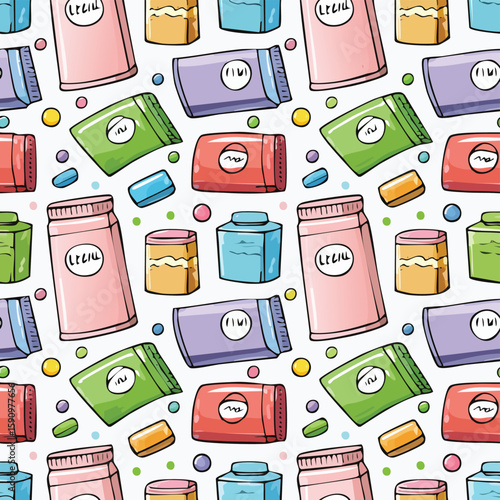 bleach Vector Illustration with Seamless Pattern Design