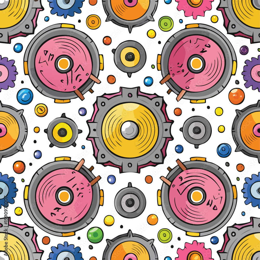 Fototapeta premium speaker Vector Illustration with Seamless Pattern Design