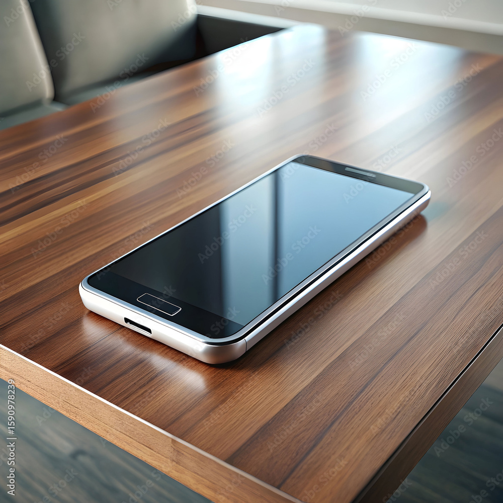 A isolated smart phone on wooden table A isolated smart phone on wooden table