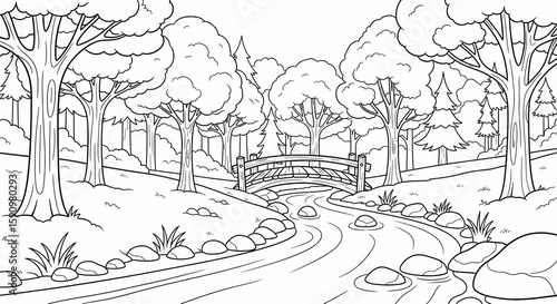 autumn landscape with trees Sketch