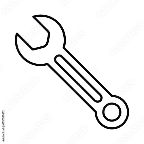Line art of spanner wrench vector on white background
