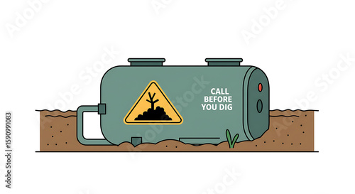 Underground Tank Call Before You Dig isolated on white background
