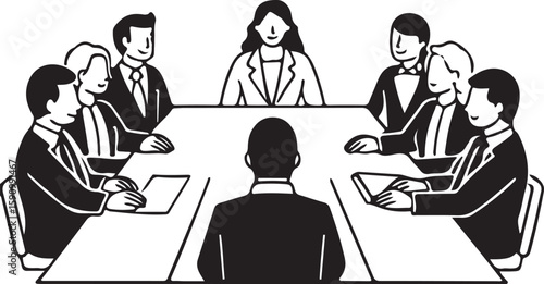 A diverse team of business people is collaborating at a desk, showcasing teamwork and communication in their office meeting