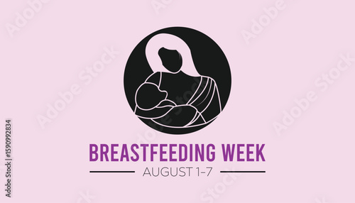 August is World Breastfeeding Week. Vector template Design for banner, greeting card, poster, prints, social media post ,flyer , T shirt with background