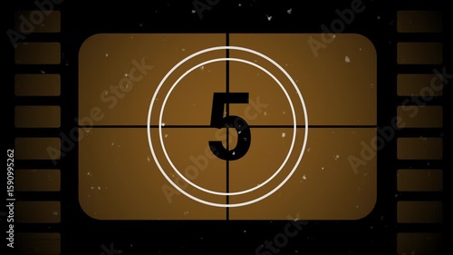 Countdown clock from 10 to 0. Old movie with noise and scratches. 4K video