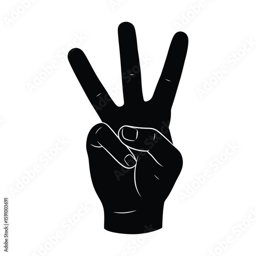 A hand showing three fingers, representing quantity and enumeration, isolated on white background