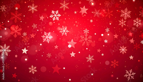 Red Festive Background With Snowflakes And Stars