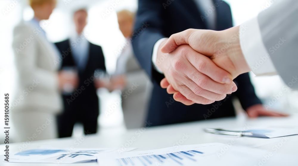 Business people shaking hands in a meeting. Business people shaking hands in a meeting.