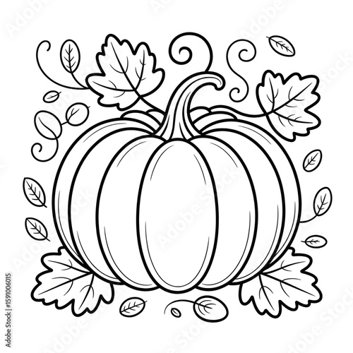 Illustration vector of a Pumpkin coloring page