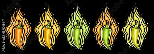 Vector Burning Spicy Peppers