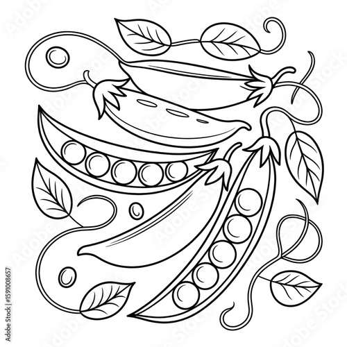 Green peas coloring page