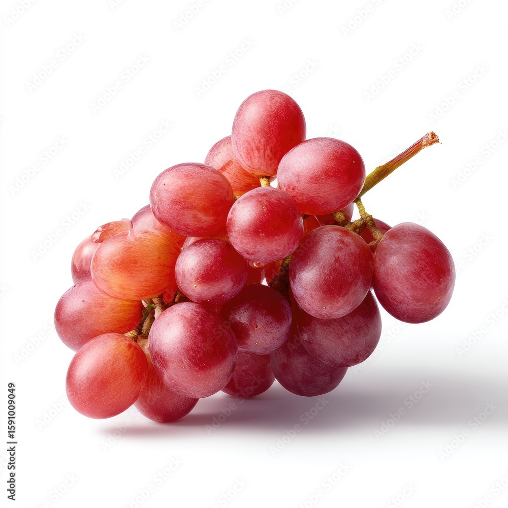 Fototapeta premium Fresh Red Grapes Bunch on White Background Perfect for Healthy Eating, Fruit Recipes, and Natural Snack Concepts