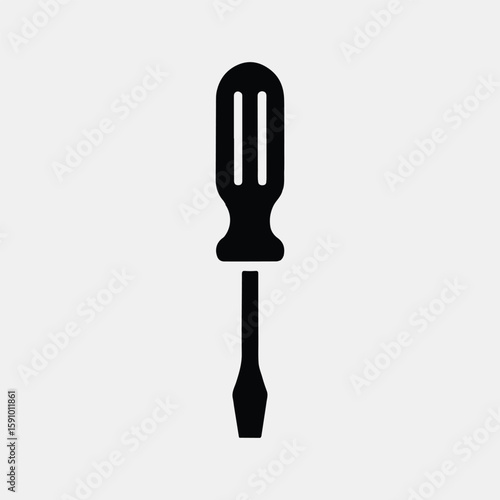 Simple Black Screwdriver Icon for Repair or Maintenance
