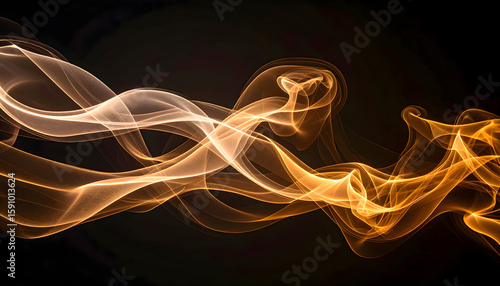 Abstract Gold And Orange Energy Waves On Dark Background