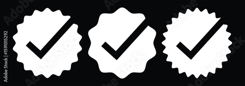 Verified badge profile set Verified badge. Valid. Social media account verification icon. Verified badge icon tick symbol vector approved check mark icon. EPS 10