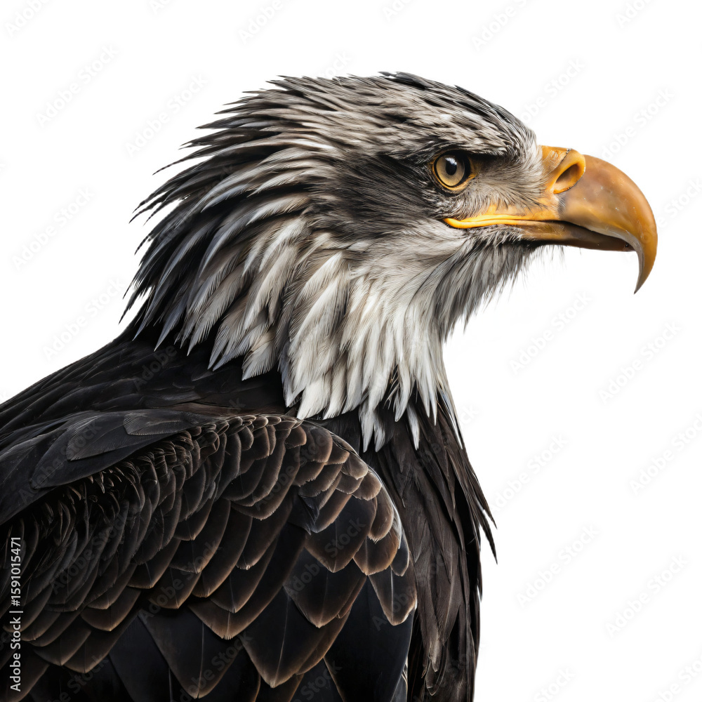 Obraz premium Majestic Bald Eagle: Close-Up Profile Photo Isolated On Transparent Background