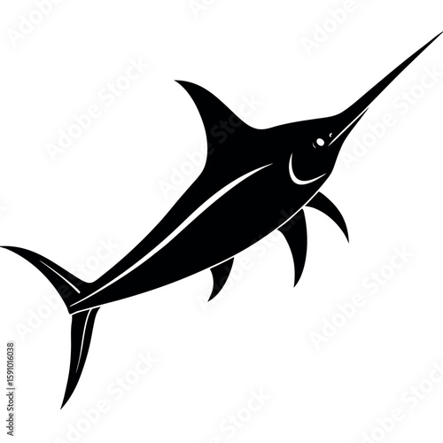 Striking swordfish silhouette with a long pointed snout