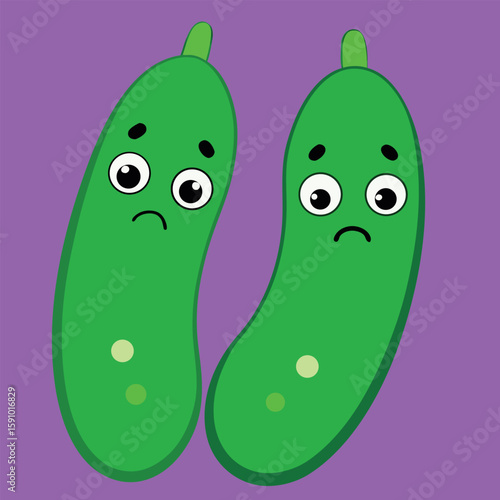 Two sad cucumbers expressing disappointment in a banner design