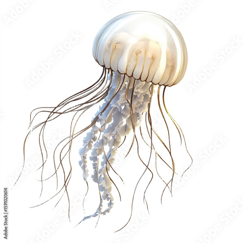 a jellyfish with flowing tentacle