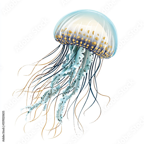 a jellyfish with flowing tentacle