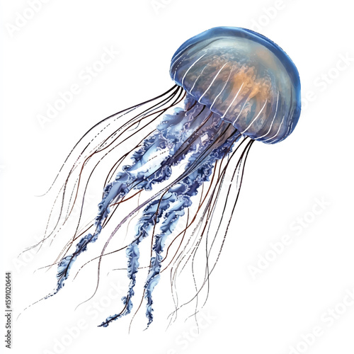 a jellyfish with flowing tentacle