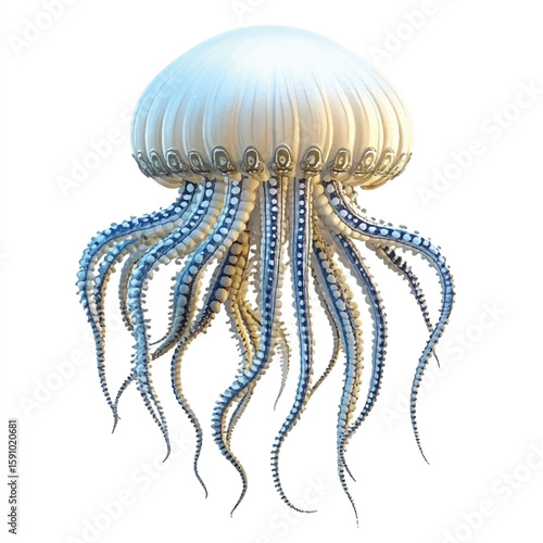 a jellyfish with flowing tentacle