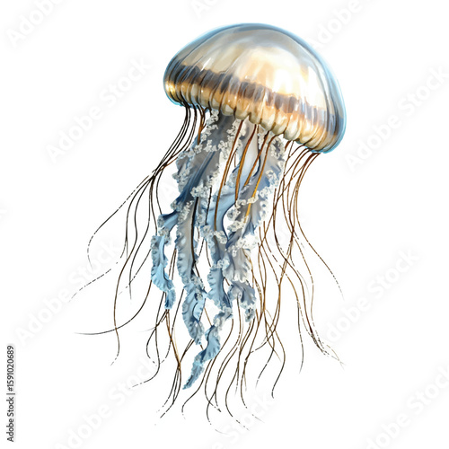a jellyfish with flowing tentacle