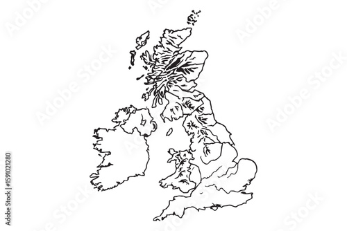 UK map vector illustration with detailed regions for educational and design use