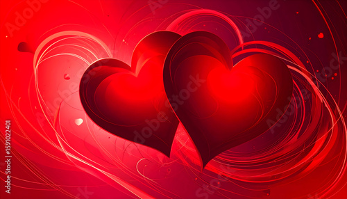 Two Red Hearts Abstract Valentine's Day Background