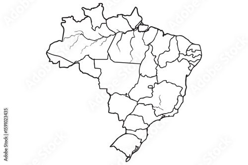 Brazil map vector illustration with detailed state boundaries for educational and design use
