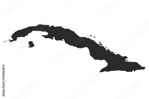 Cuba map vector illustration with island outline, editable for design, travel, and educational use.