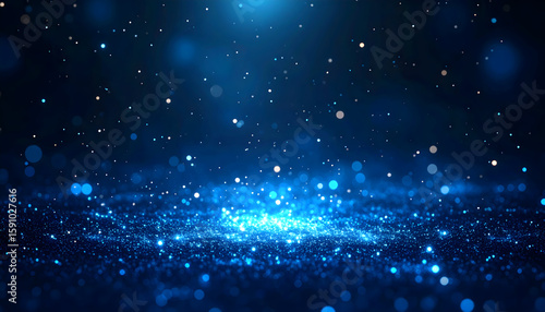 Blue Glitter Texture with Sparkling Particles and Dark Background